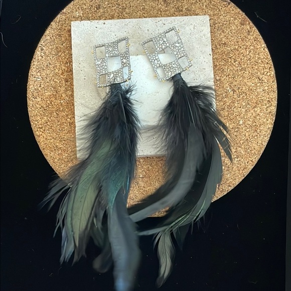 Alexis Bittar Jewelry - ALEXIS BITTAR Elegant Black Feather Earrings